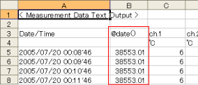 When exporting graph as text data (in CSV format), I see the column