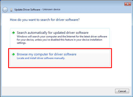 click Browse my computer for driver software
